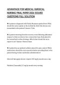 ADVANTAGE FOR MEDICAL SURGICAL NURSING FINAL PAPER 2026 SOLVED QUESTIONS FULL SOLUTION