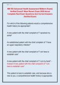 MN 552 Advanced Health Assessment Midterm Exam&vert;&vert;  Verified Exam&excl;&excl;&excl; Most Recent Exam 2026 Actual  Complete Real Exam Questions And Correct Answers  &lpar;Verified Exam&rpar; 