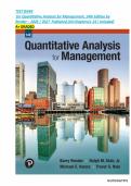 Solution manual & Test Bank  for Quantitative analysis for management 14th edition by Barry Render and Michael Hanna &comma;Chapter 1-15 - All  Chapters Covered With Answers and Rationals &vert; Complete Latest Complete Guide A&plus;