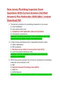 New Jersey Plumbing Inspector Exam  Questions With Correct Answers &lpar;Verified  Answers&rpar; Plus Rationales 2026 Q&A &vert; Instant  Download Pdf 