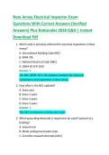 New Jersey Electrical Inspector Exam  Questions With Correct Answers &lpar;Verified  Answers&rpar; Plus Rationales 2026 Q&A &vert; Instant  Download Pdf