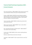 Track & Field Final Exam Questions With Correct Answers