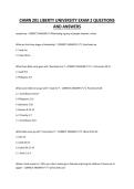 CHMN 201 LIBERTY UNIVERSITY EXAM 2 QUESTIONS AND ANSWERS