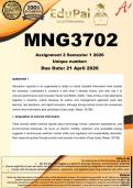MNG3702 Assignment 2 &lpar;COMPLETE ANSWERS&rpar; Semester 1 2026 - DUE 21 April 2026