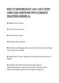 BIOD 171 MICROBIOLOGY LAB 1 LAB 9 STUDY GUIDE 2026 QUESTIONS WITH COMPLETE SOLUTIONS GRADED A&plus;