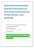 APWA Certified Stormwater Manager  &lpar;CSM&rpar; Exam Practice Questions And  Correct Answers &lpar;Verified Answers&rpar; Plus  Rationales 2026 Q&A &vert; Instant  Download Pdf 