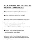 BIOL181 WEEK 1 FINAL PAPER 2026 QUESTIONS ANSWERS SOLUTIONS GRADED A&plus;