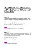 HESI&colon; NUR209&sol; NUR 209 &sol;  Questions and Verified Answers&vert; 100&percnt; Correct&vert; A Grade &ndash; Fortis