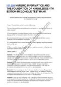 NR 599 NURSING INFORMATICS AND  THE FOUNDATION OF KNOWLEDGE 4TH  EDITION MCGONIGLE TEST BANK