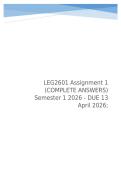 LEG2601 Assignment 1 &lpar;COMPLETE ANSWERS&rpar; Semester 1 2026 - DUE 13 April 2026&semi;