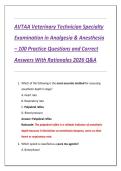 AVTAA Veterinary Technician Specialty  Examination in Analgesia & Anesthesia &ndash; 100 Practice Questions and Correct  Answers With Rationales 2026 Q&A