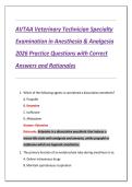 AVTAA Veterinary Technician Specialty  Examination in Anesthesia & Analgesia  2026 Practice Questions with Correct  Answers and Rationales 