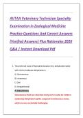 AVTAA Veterinary Technician Specialty  Examination in Zoological Medicine  Practice Questions And Correct Answers  &lpar;Verified Answers&rpar; Plus Rationales 2026  Q&A &vert; Instant Download Pdf 