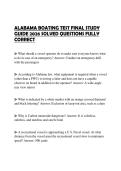 ALABAMA BOATING TEST FINAL STUDY GUIDE 2026 SOLVED QUESTIONS FULLY CORRECT