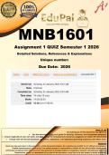 MNB1601 Assignment 1 QUIZ &lpar;COMPLETE ANSWERS&rpar; Semester 1 2026 - DUE March 2026