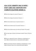 AQA GCSE CHEMISTRY 8462 1H PAPER 1 STUDY GUIDE 2026 QUESTIONS WITH COMPLETE SOLUTIONS GRADED A&plus;
