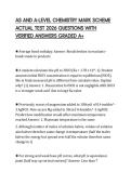 AS AND A-LEVEL CHEMISTRY MARK SCHEME ACTUAL TEST 2026 QUESTIONS WITH VERIFIED ANSWERS GRADED A&plus;