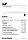 AQA GCSE  BIOLOGY Foundation Tier Paper 2F JUNE 2025 Combined  Question Paper and Mark Scheme