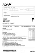 AQA GCSE  BIOLOGY Foundation Tier Paper 1F MAY 2025 Combined  Question Paper and Mark Scheme