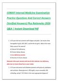 COMAT Internal Medicine Examination  Practice Questions And Correct Answers  &lpar;Verified Answers&rpar; Plus Rationales 2026  Q&A &vert; Instant Download Pdf 