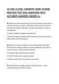 AS AND A-LEVEL CHEMISTRY MARK SCHEME PRACTICE TEST 2026 QUESTIONS WITH ACCURATE ANSWERS GRADED A&plus;
