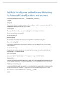 Artificial Intelligence in Healthcare&colon; Unlocking  its Potential Exam Questions and answers 