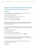 Assessment and Management of Patients with  Endocrine Disorders Exam Questions and  answers 