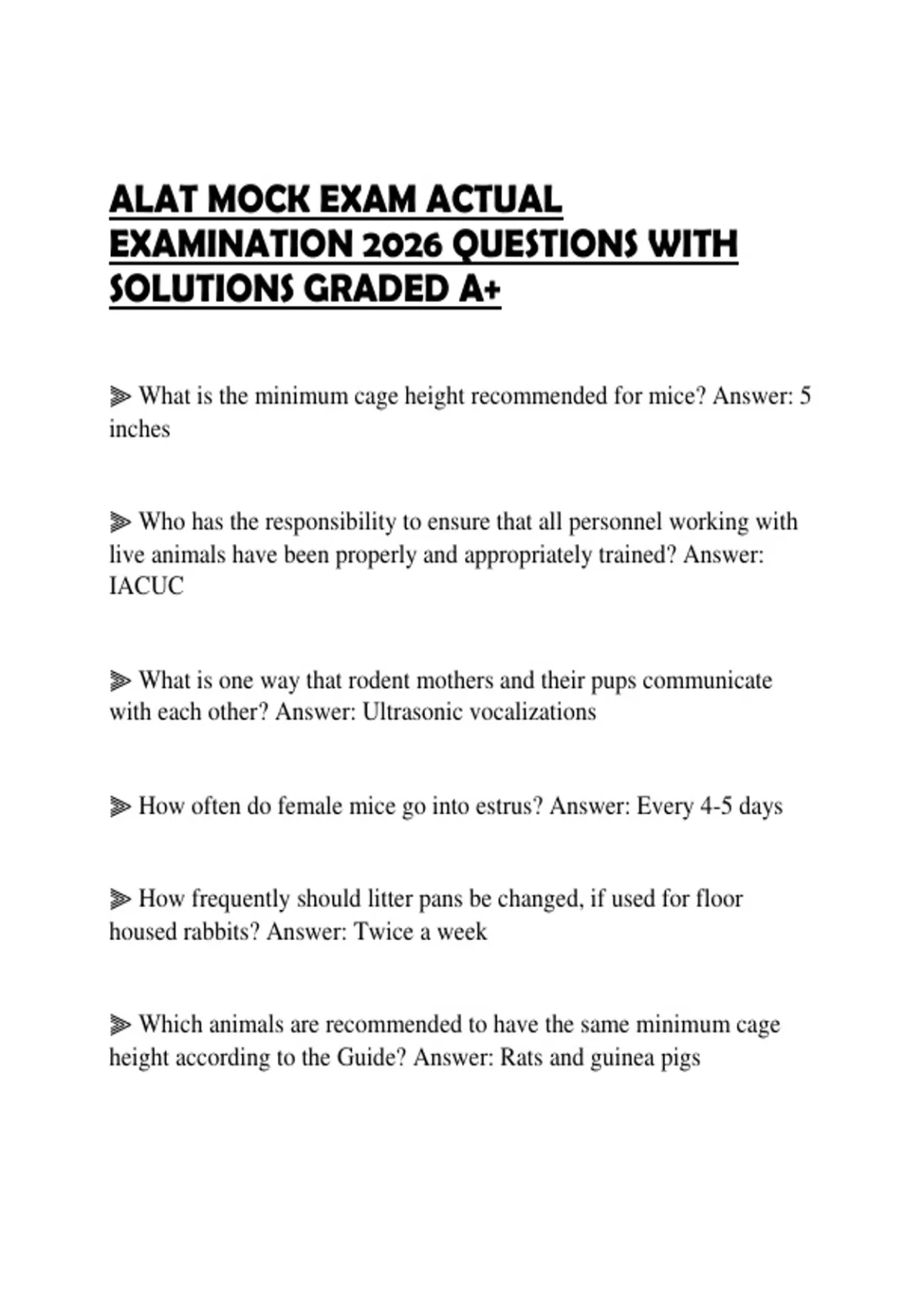 ALAT MOCK EXAM ACTUAL EXAMINATION 2026 QUESTIONS WITH SOLUTIONS GRADED ...
