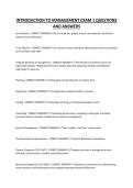 INTRODUCTION TO MANAGEMENT EXAM 1 QUESTIONS AND ANSWERS