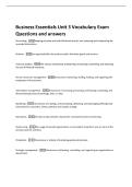 Business Essentials Unit 3 Vocabulary Exam  Questions and answers 