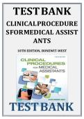 Test Bank for Clinical Procedures for Medical Assistants 10th Edition by Bonewit & West &vert; 2026 Updated