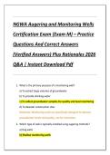 NGWA Augering and Monitoring Wells  Certification Exam &lpar;Exam M&rpar; &ndash; Practice  Questions And Correct Answers  &lpar;Verified Answers&rpar; Plus Rationales 2026  Q&A &vert; Instant Download Pdf 