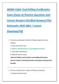 NGWA Cable Tool Drilling Certification  Exam &lpar;Exam A&rpar; Practice Questions And  Correct Answers &lpar;Verified Answers&rpar; Plus  Rationales 2026 Q&A &vert; Instant  Download Pdf