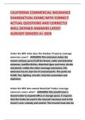CALIFORNIA COMMERCIAL INSURANCE EXAM&lpar;ACTUAL EXAM&rpar; WITH CORRECT ACTUAL QUESTIONS AND CORRECTLY WELL DEFINED ANSWERS LATEST ALREADY GRADED A&plus; 2026