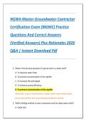 NGWA Master Groundwater Contractor  Certification Exam &lpar;MGWC&rpar; Practice  Questions And Correct Answers  &lpar;Verified Answers&rpar; Plus Rationales 2026  Q&A &vert; Instant Download Pdf