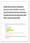 NGWA Water Systems Certification  Exam &lpar;Less Than 100 GPM &ndash; Exam K&rpar; &ndash;  Practice Questions And Correct Answers  &lpar;Verified Answers&rpar; Plus Rationales 2026  Q&A &vert; Instant Download Pdf 