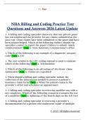 NHA Billing and Coding Practice Test  Questions and Answers 2026 Latest Update
