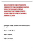 SHADOW HEALTH COMPREHENSIVE ASSESSMENT TINA JONES EXAM&lpar;ACTUAL EXAM&rpar; WITH CORRECT ACTUAL QUESTIONS AND CORRECTLY WELL DEFINED ANSWERS LATEST ALREADY GRADED A&plus; 2026
