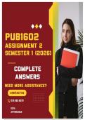 PUB1602 ASSIGNMENT 2 SEMESTER 1 2026 - COMPLETE ANSWERS