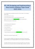 DP-100 Designing and Implementing a Data Science Solution Topic Exam 2025-2026