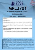 MRL3701 Assignment 1 &lpar;ANSWERS&rpar; Semester 1 2026 - DISTINCTION GUARANTEED