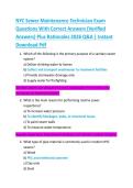 NYC Sewer Maintenance Technician Exam  Questions With Correct Answers &lpar;Verified  Answers&rpar; Plus Rationales 2026 Q&A &vert; Instant  Download Pdf