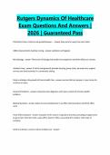 Rutgers Dynamics Of Healthcare Exam Questions And Answers &vert; 2026 &vert; Guaranteed Pass