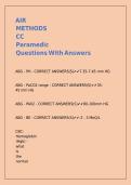 AIR METHODS CC Paramedic Questions With Answers