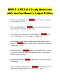 NUR 514 EXAM 2 Study Questions  with Verified Results Latest Edition