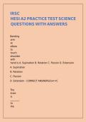 IRSC HESI A2 PRACTICE TEST SCIENCE QUESTIONS WITH ANSWERS
