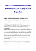 MSN 610 Advanced Health Assessment Midterm Actual Exam & Complete Test Preparation