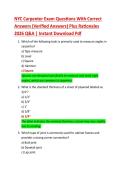 NYC Carpenter Exam Questions With Correct  Answers &lpar;Verified Answers&rpar; Plus Rationales  2026 Q&A &vert; Instant Download Pdf 