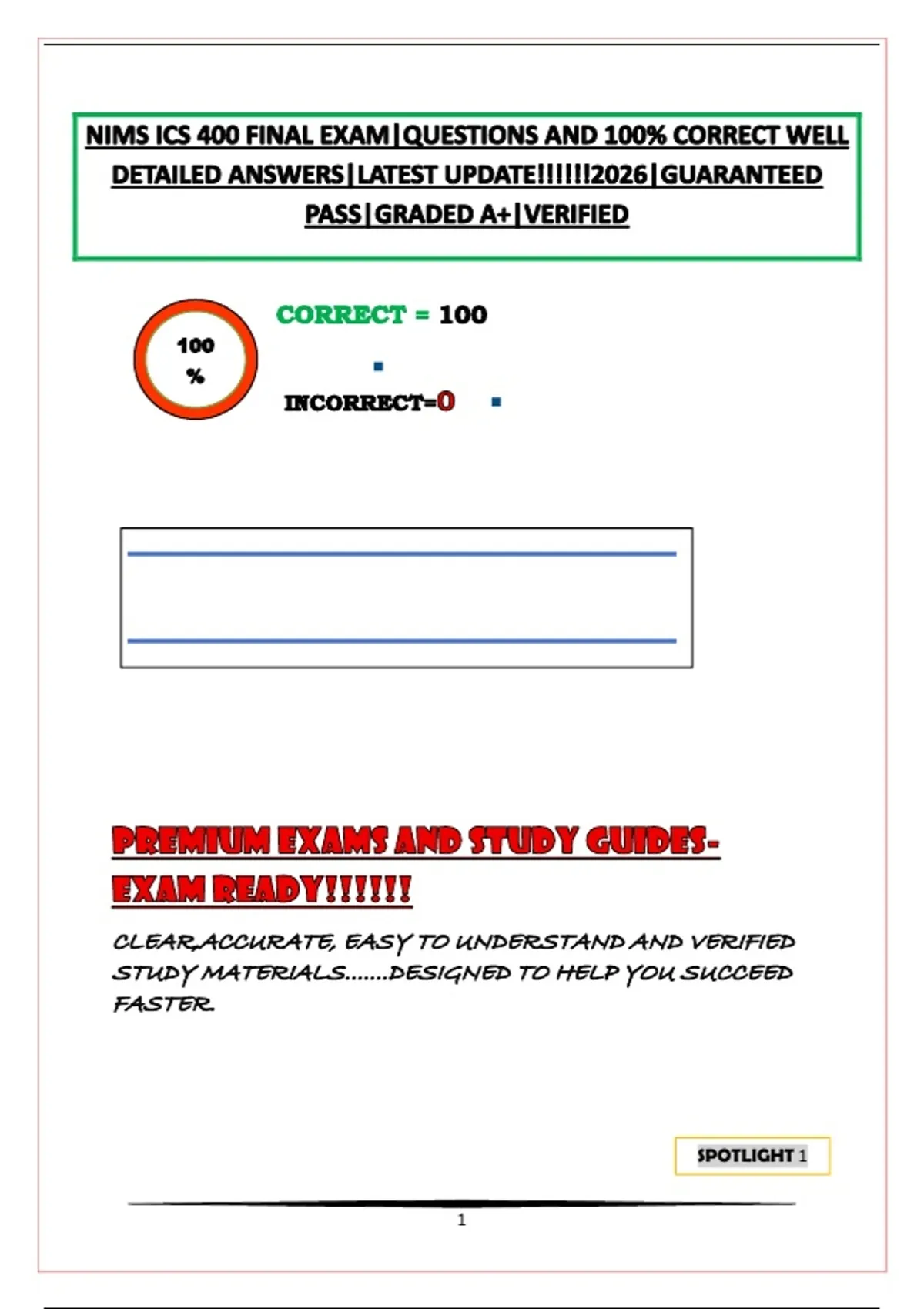 NIMS ICS 400 FINAL EXAM|QUESTIONS AND 100% CORRECT WELL DETAILED ANSWERS|LATEST UPDATE!!!!!!2026 ...