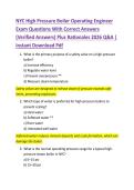 NYC High Pressure Boiler Operating Engineer  Exam Questions With Correct Answers  &lpar;Verified Answers&rpar; Plus Rationales 2026 Q&A &vert;  Instant Download Pdf 